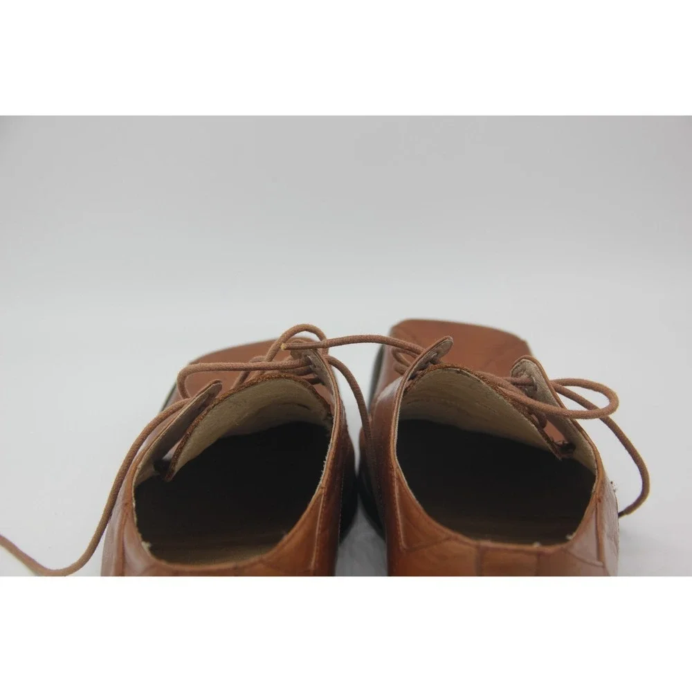 Giorgio V Dress Shoe Mens 7M Brown Leather Lace Up Square Toe Oxford